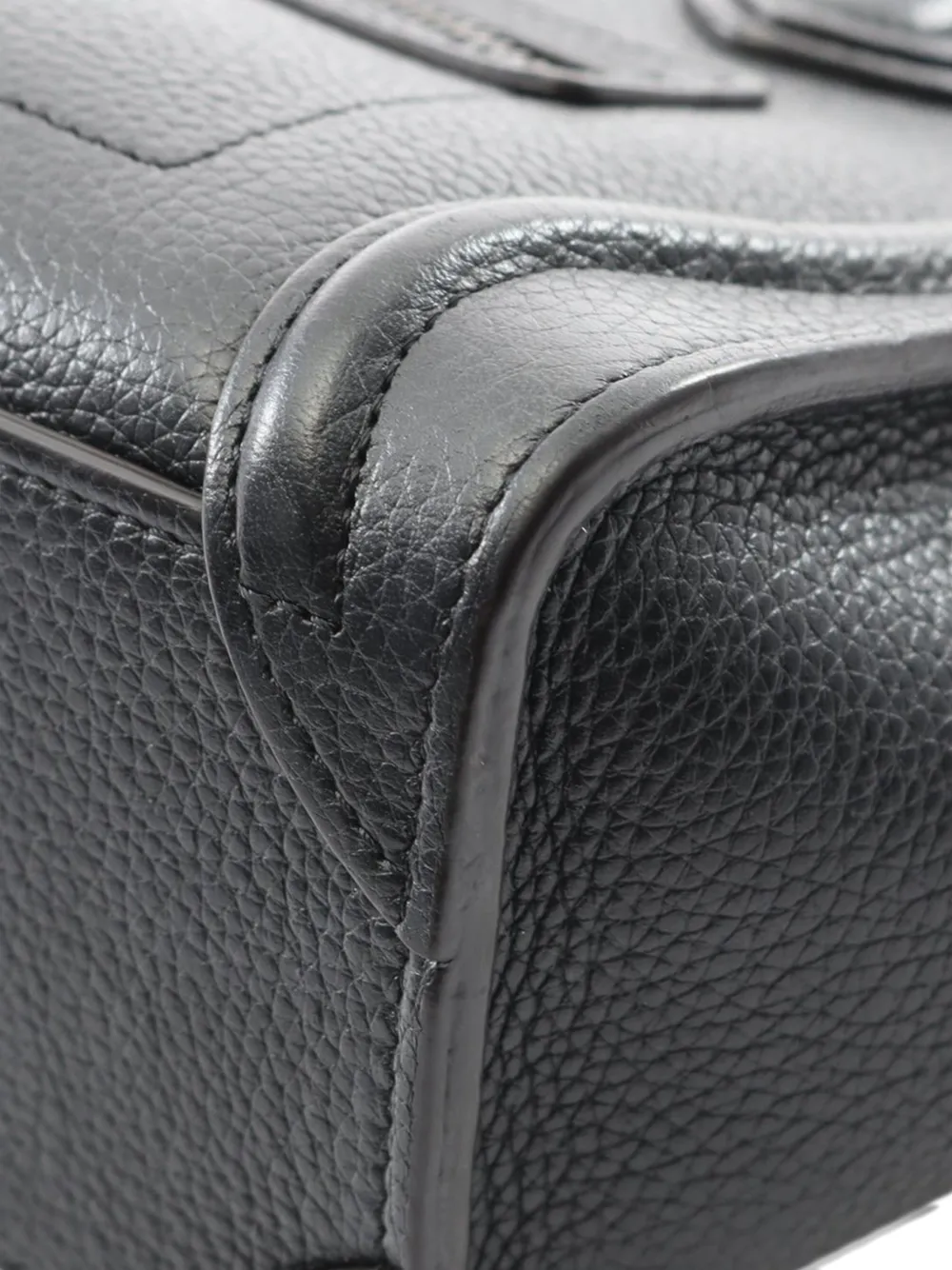 Pre-owned Celine 2010-2025 Nano Leather Luggage Tote Satchel In Black