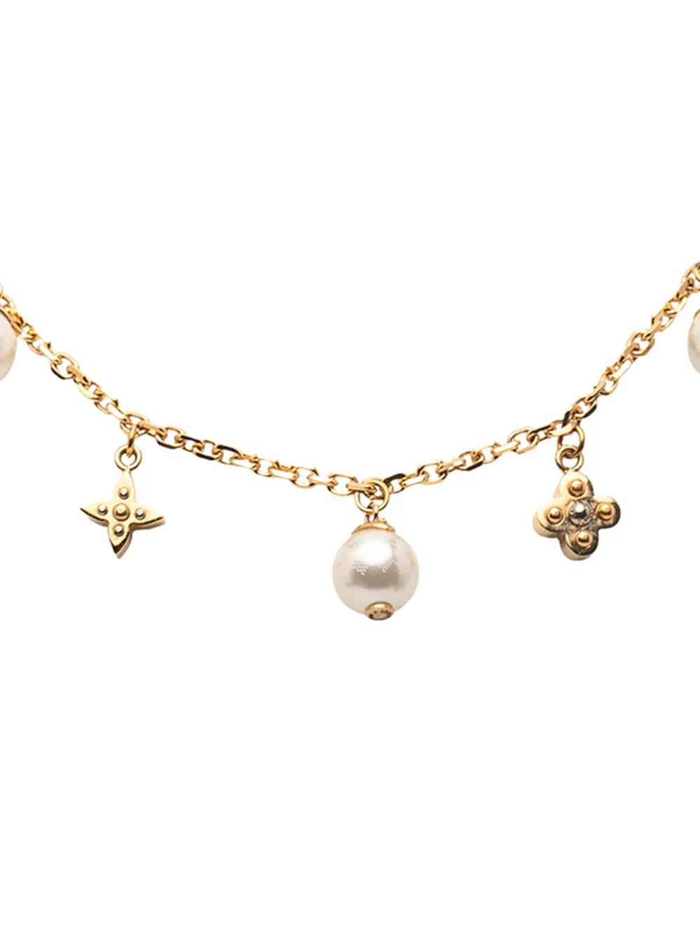 Pre-owned Louis Vuitton 2014 Gold Plated Charmy Pearl Necklace Costume Necklace