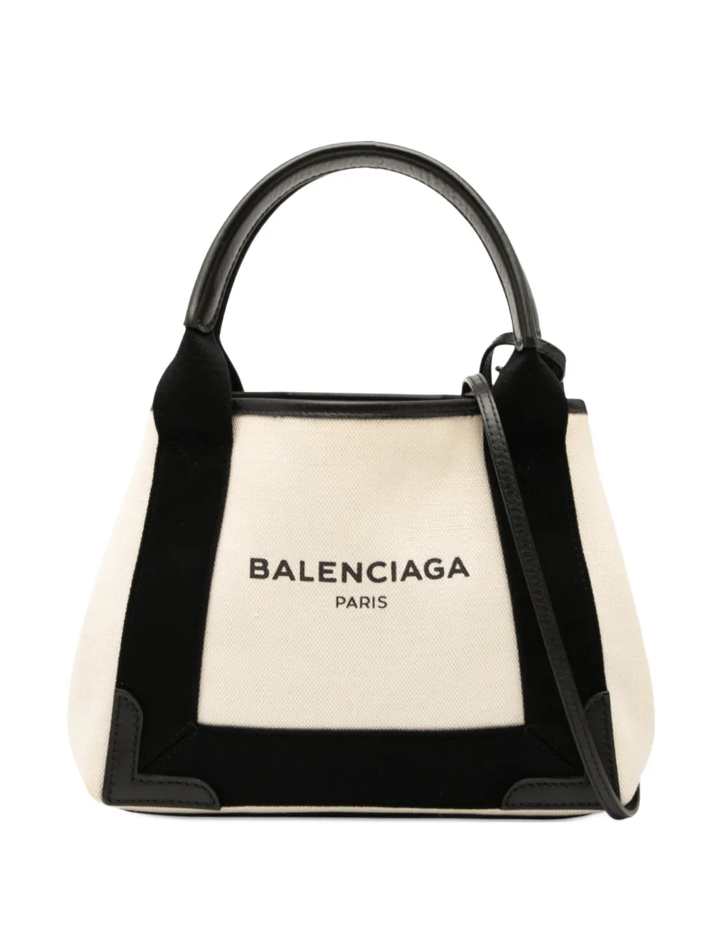 Balenciaga Pre-Owned 2018 Canvas Navy Cabas XS Satchel-Tasche | Weiß | Image 1