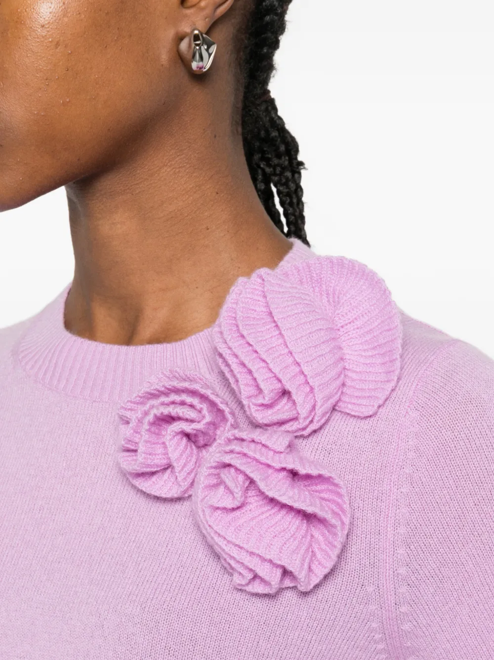 Allude Flower-appliqué T-shirt In Purple