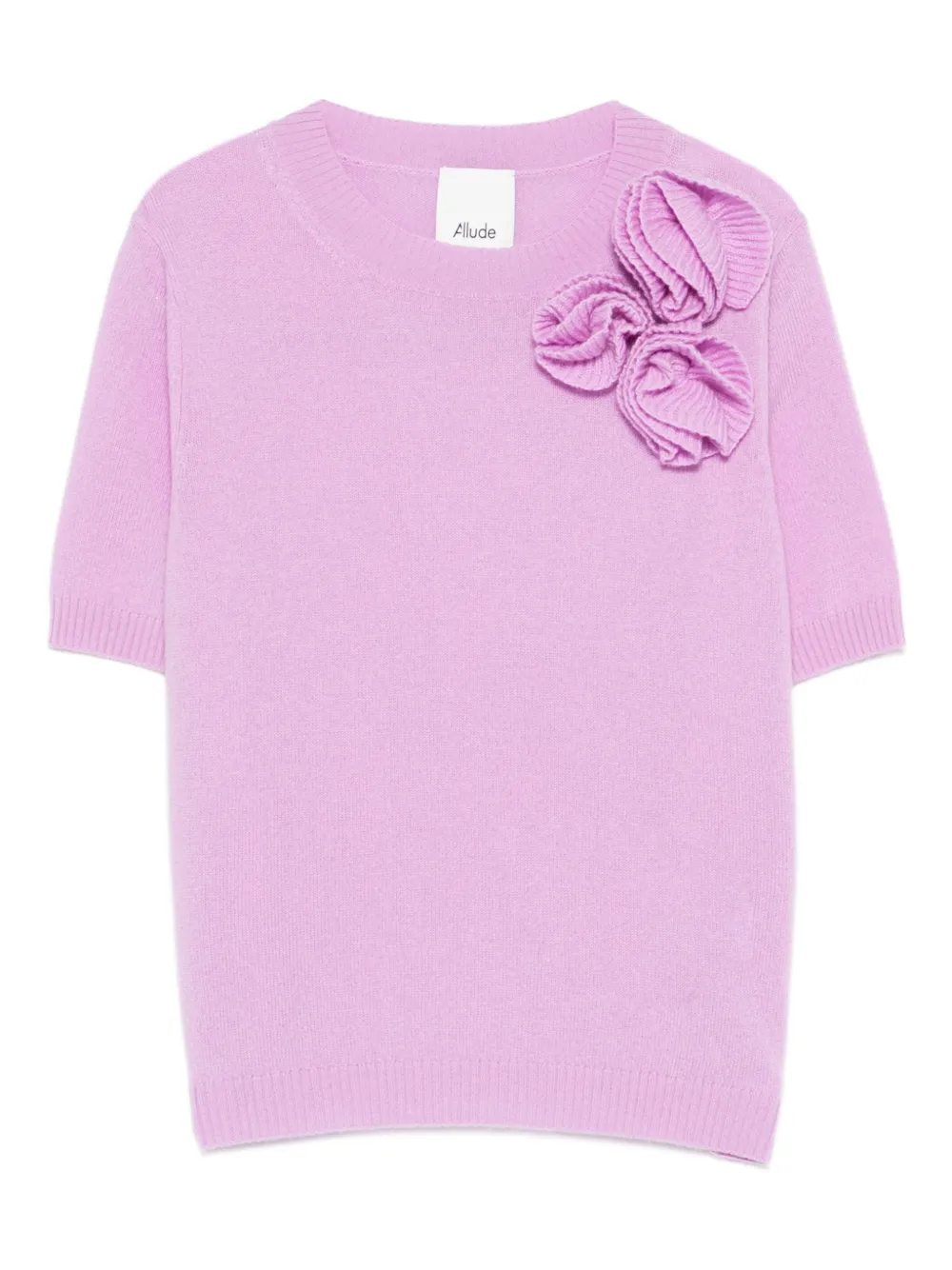Allude Flower-appliqué T-shirt In Purple