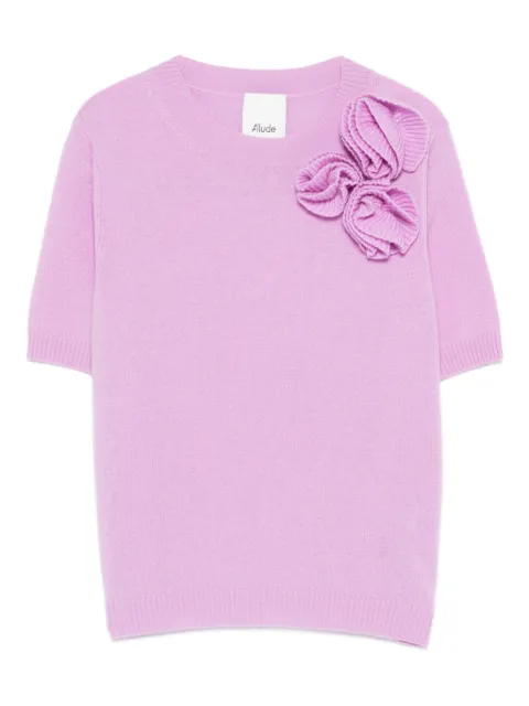 Allude flower-appliqué T-shirt