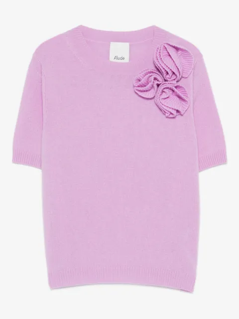 Allude flower-appliqué T-shirt
