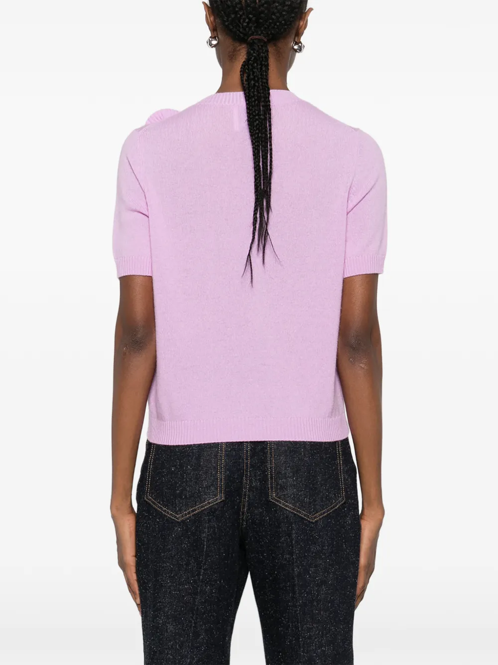 Allude Flower-appliqué T-shirt In Purple