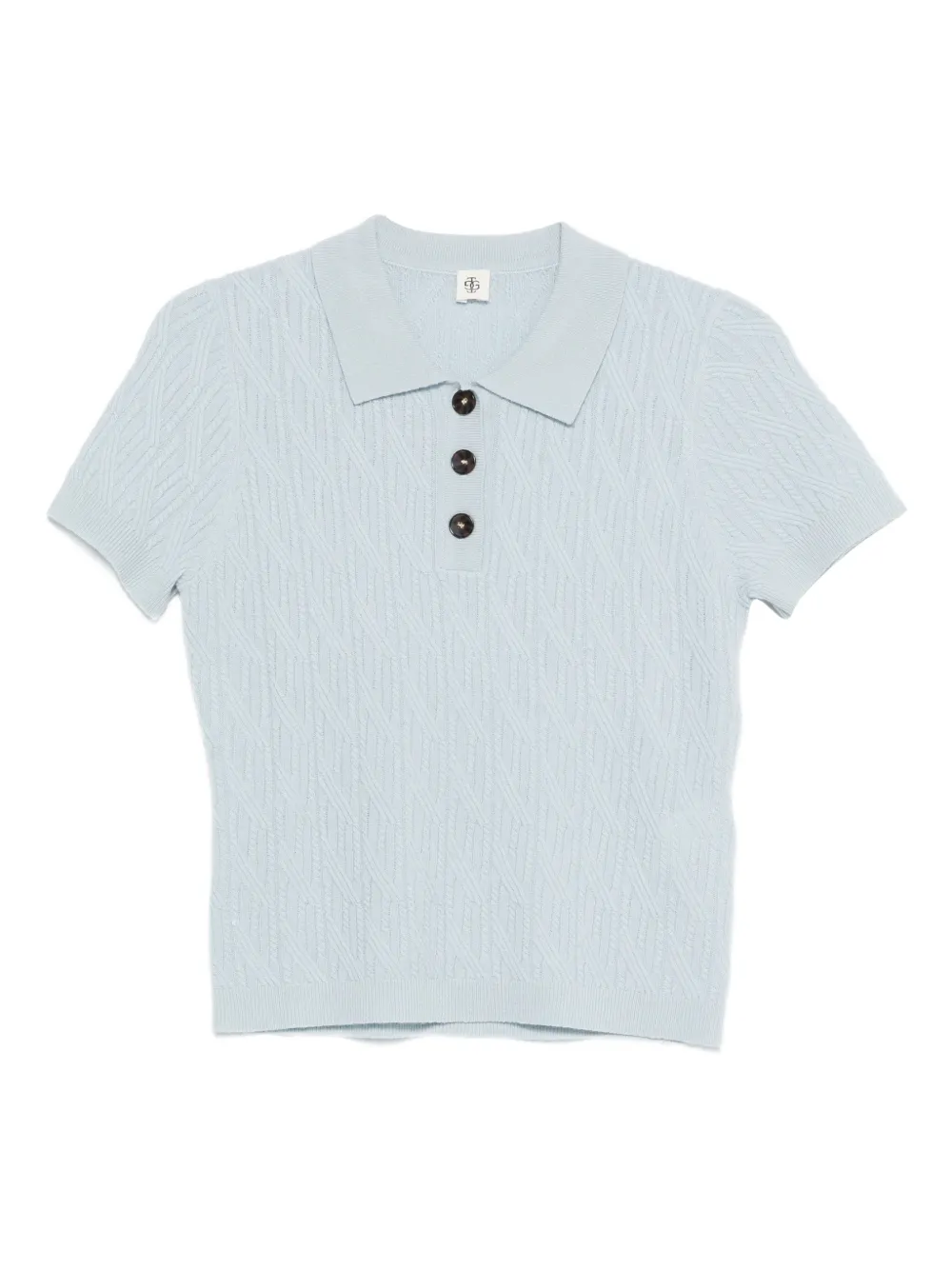 The Garment Como Cable Buttoned Polo Shirt In Blue