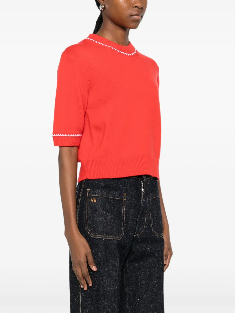 Allude Ribbed-hem T-shirt In Red