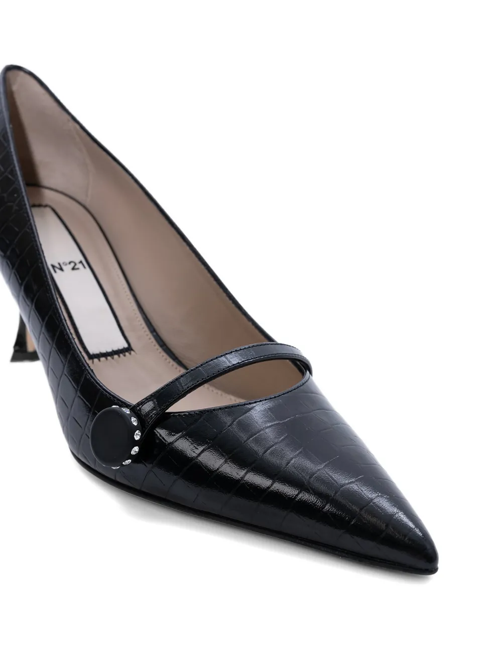 N°21 Crocodile-embossed Leather Pumps In Black