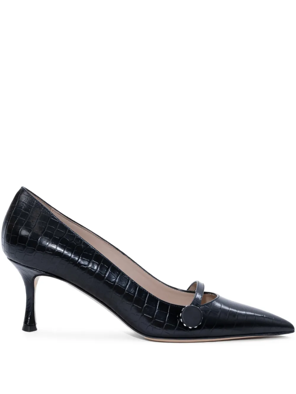 Nº21 Leren pumps met krokodillen-effect Zwart