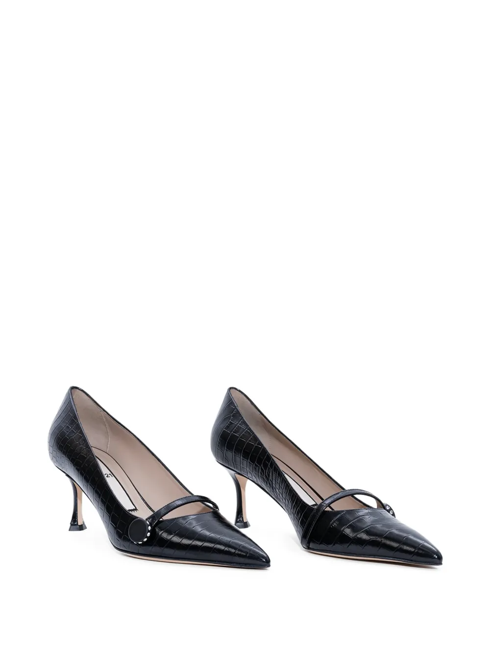 Nº21 Leren pumps met krokodillen-effect Zwart