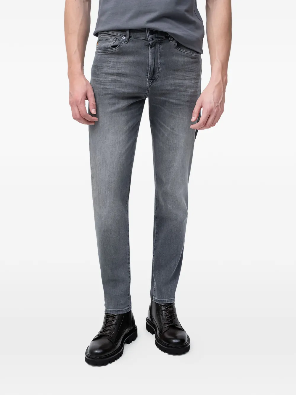 BOSS logo-patch jeans - Grau