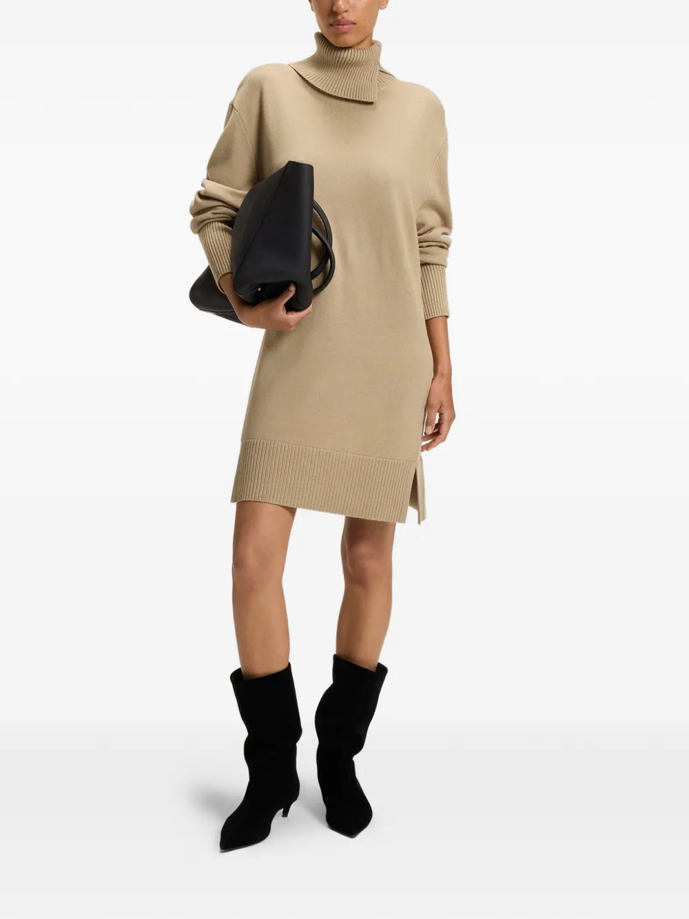 BOSS roll-neck mini dress - Beige