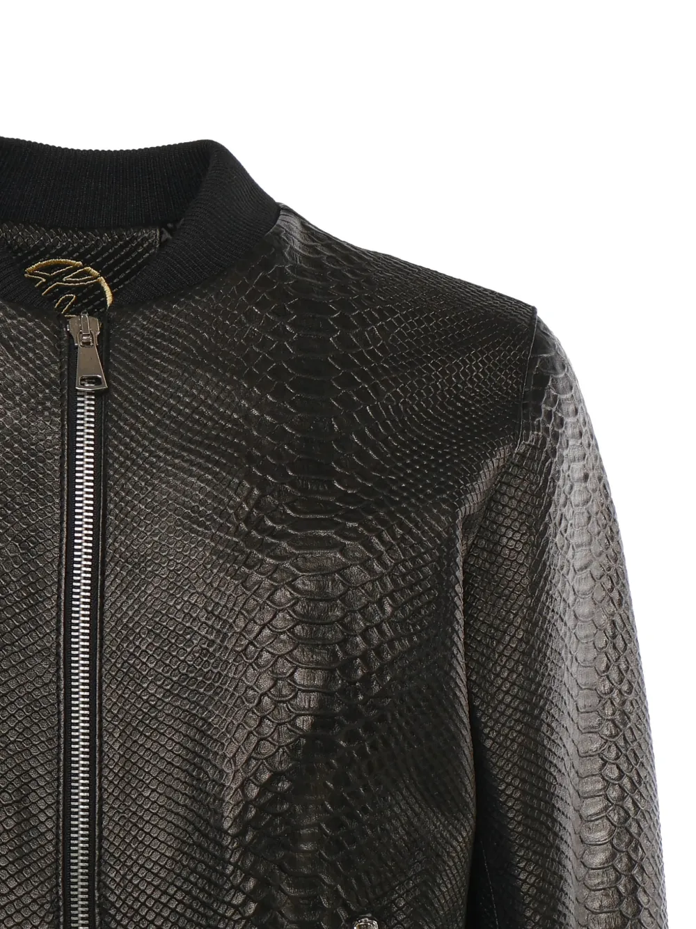 Giuliano Galiano Miami Zip Python-effect Leather Jacket In Brown