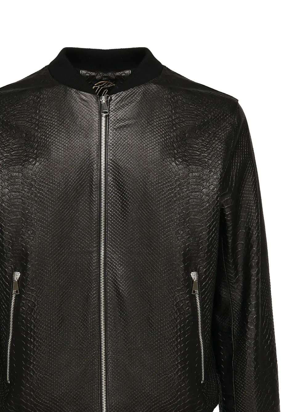 Giuliano Galiano Miami Zip Python-effect Leather Jacket In Brown