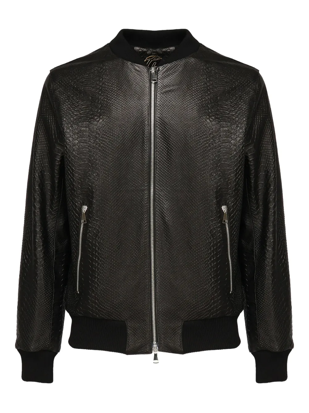 Giuliano Galiano Miami zip python-effect leather jacket | Black | Image 1