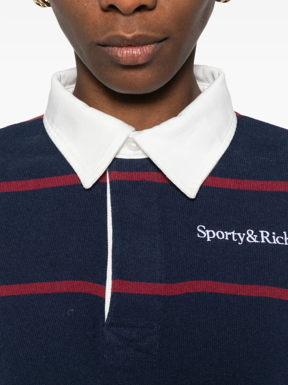 Sporty & Rich Striped Polo Top | Blue | FARFETCH