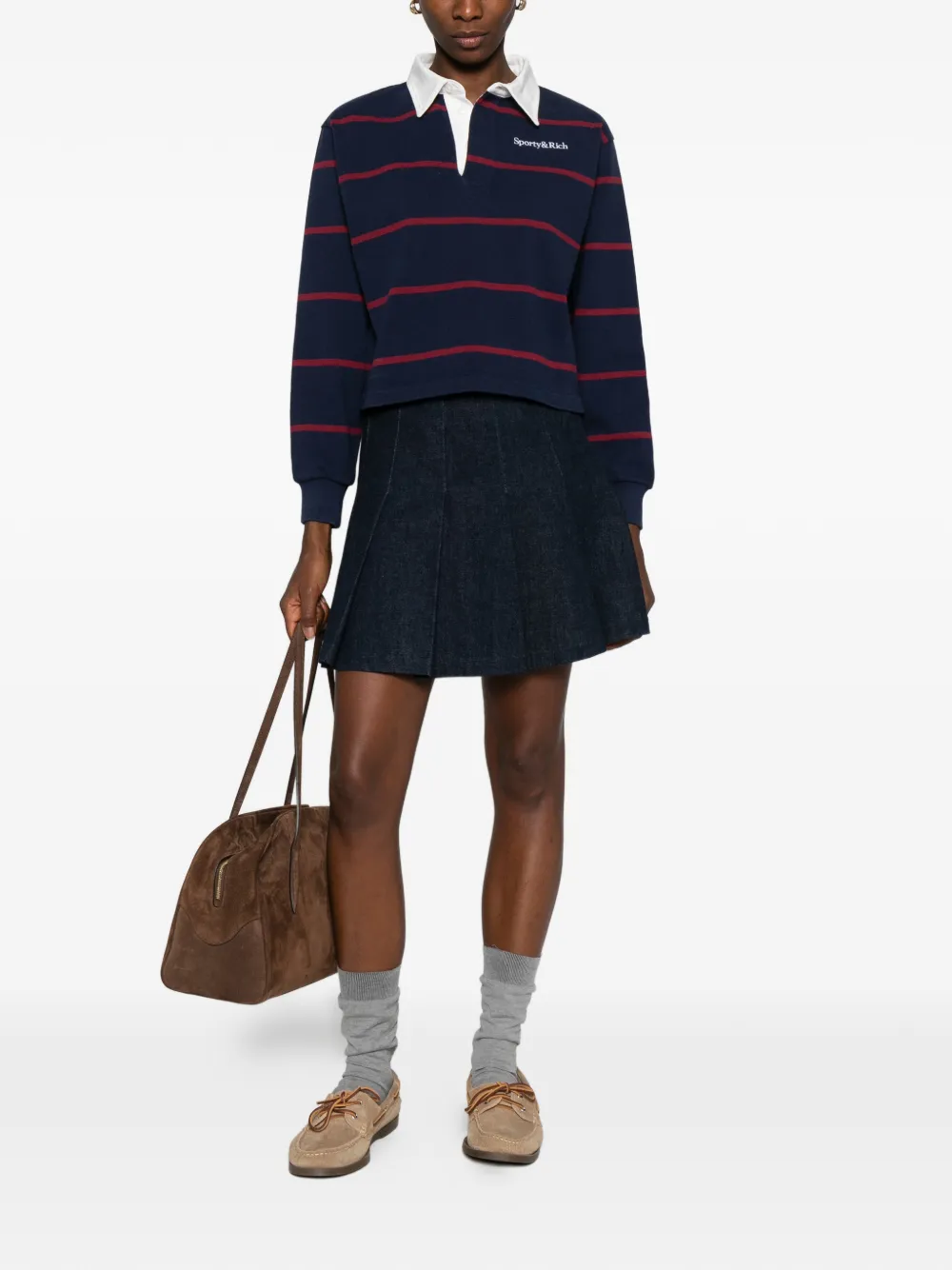 Sporty & Rich striped polo top - Blauw