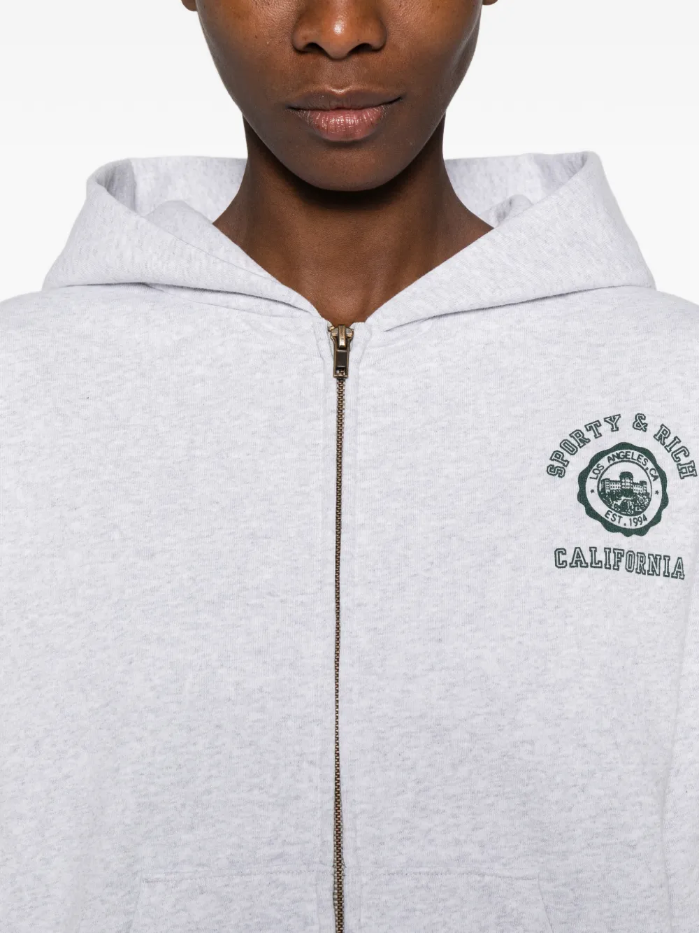 Sporty & Rich California Emblem hoodie met rits Grijs