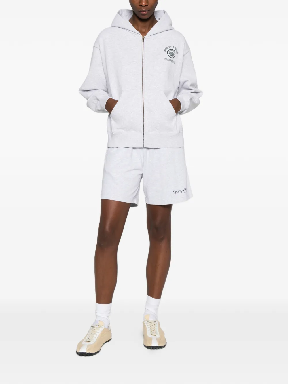 Sporty & Rich California Emblem hoodie met rits - Grijs