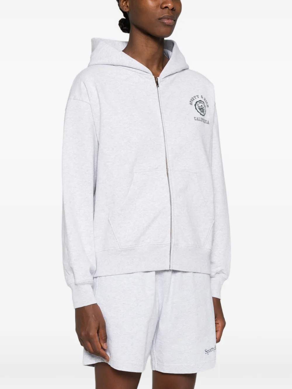 Sporty & Rich California Emblem hoodie met rits Grijs