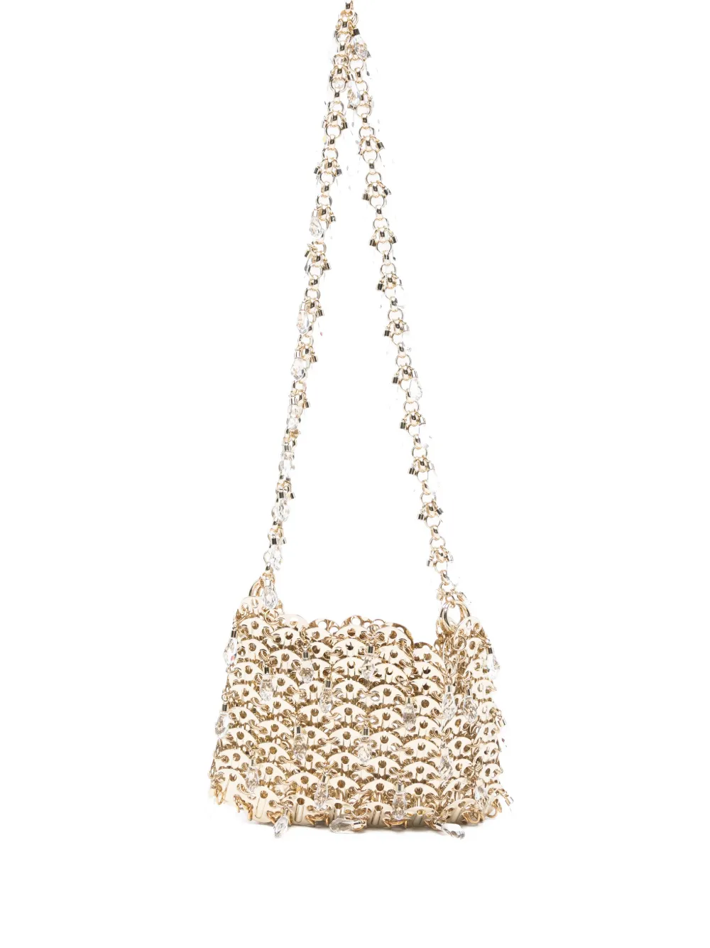 Rabanne Crystal Embellished Chain Shoulder Bag In Neutral