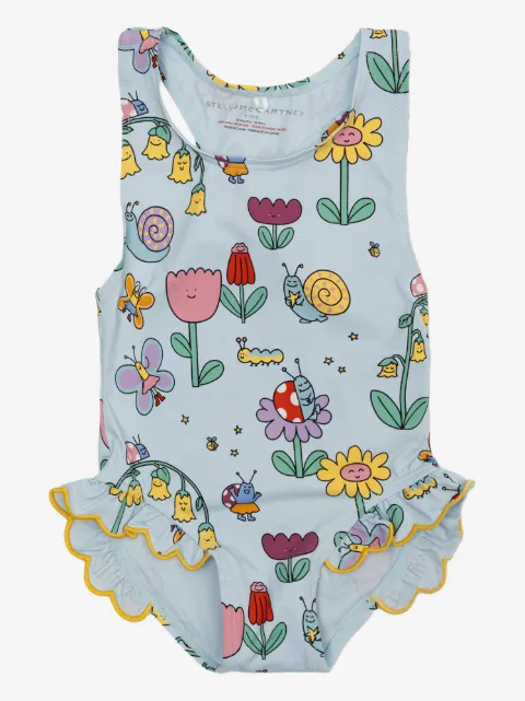 Stella McCartney Kids ruffled graphic-print swimsuit