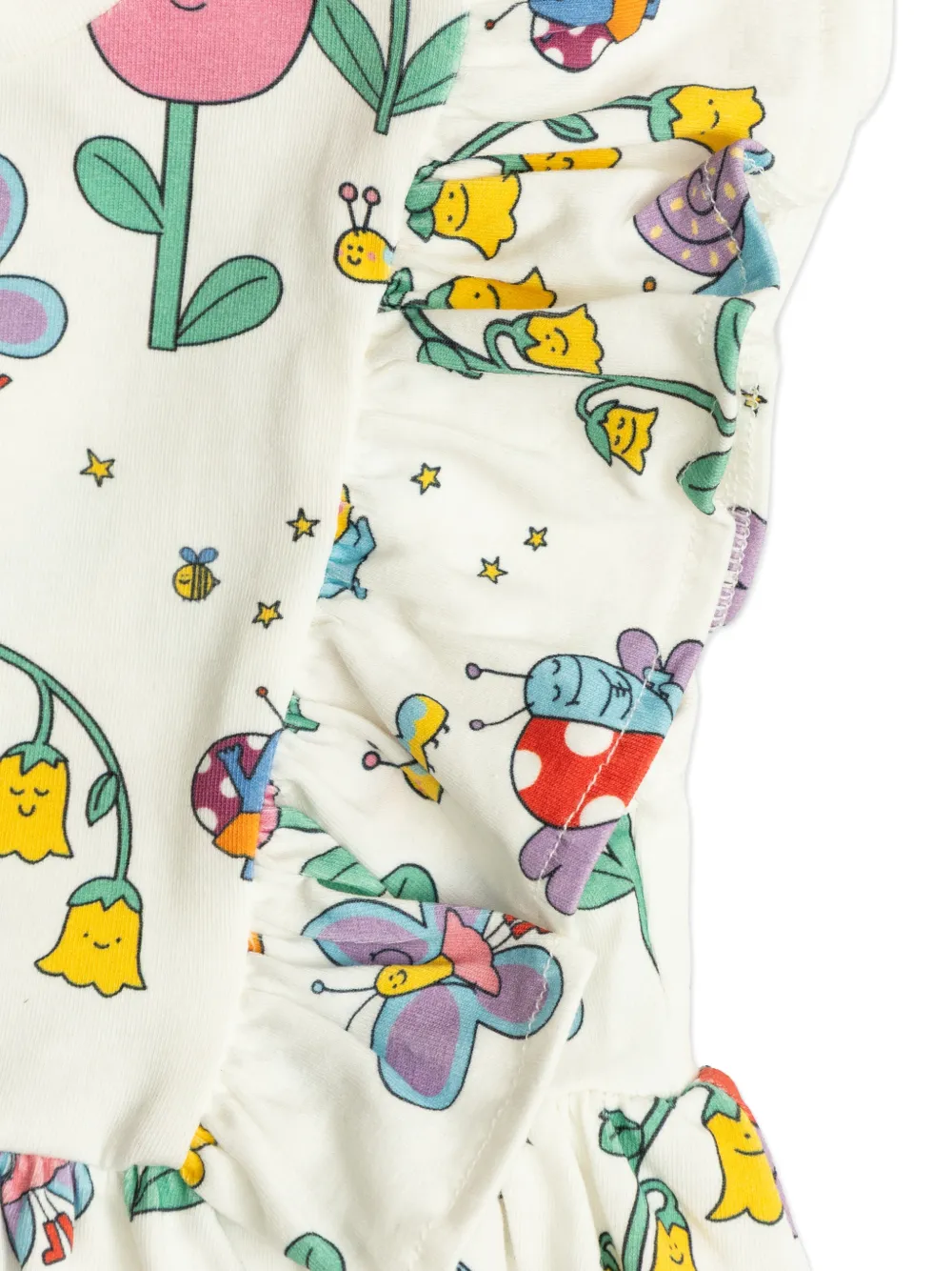 Stella McCartney Kids Jurk met print en ruches Wit