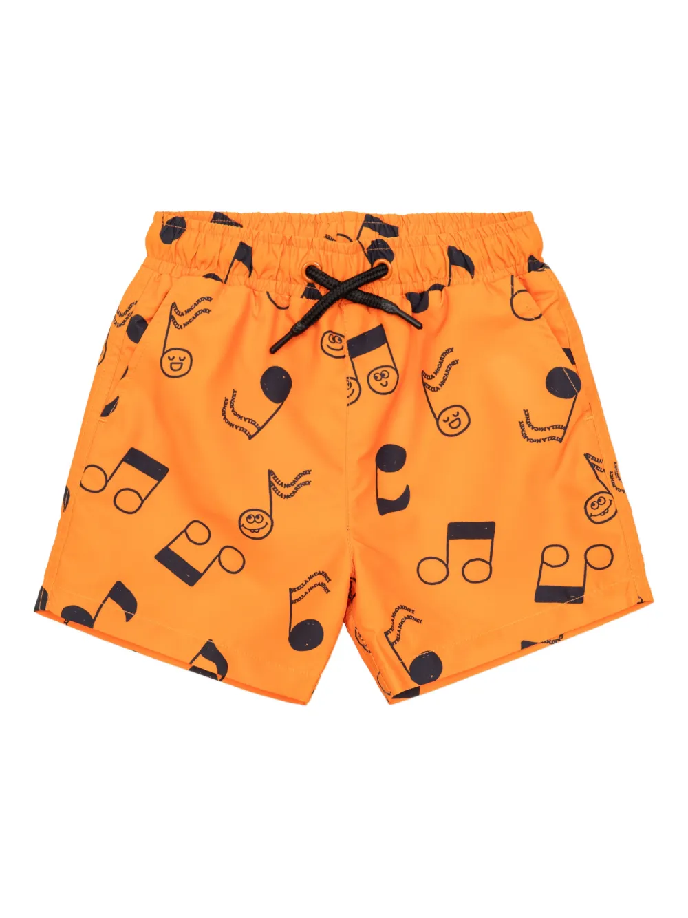 Stella McCartney Kids graphic-pattern drawstring swim shorts - Arancione