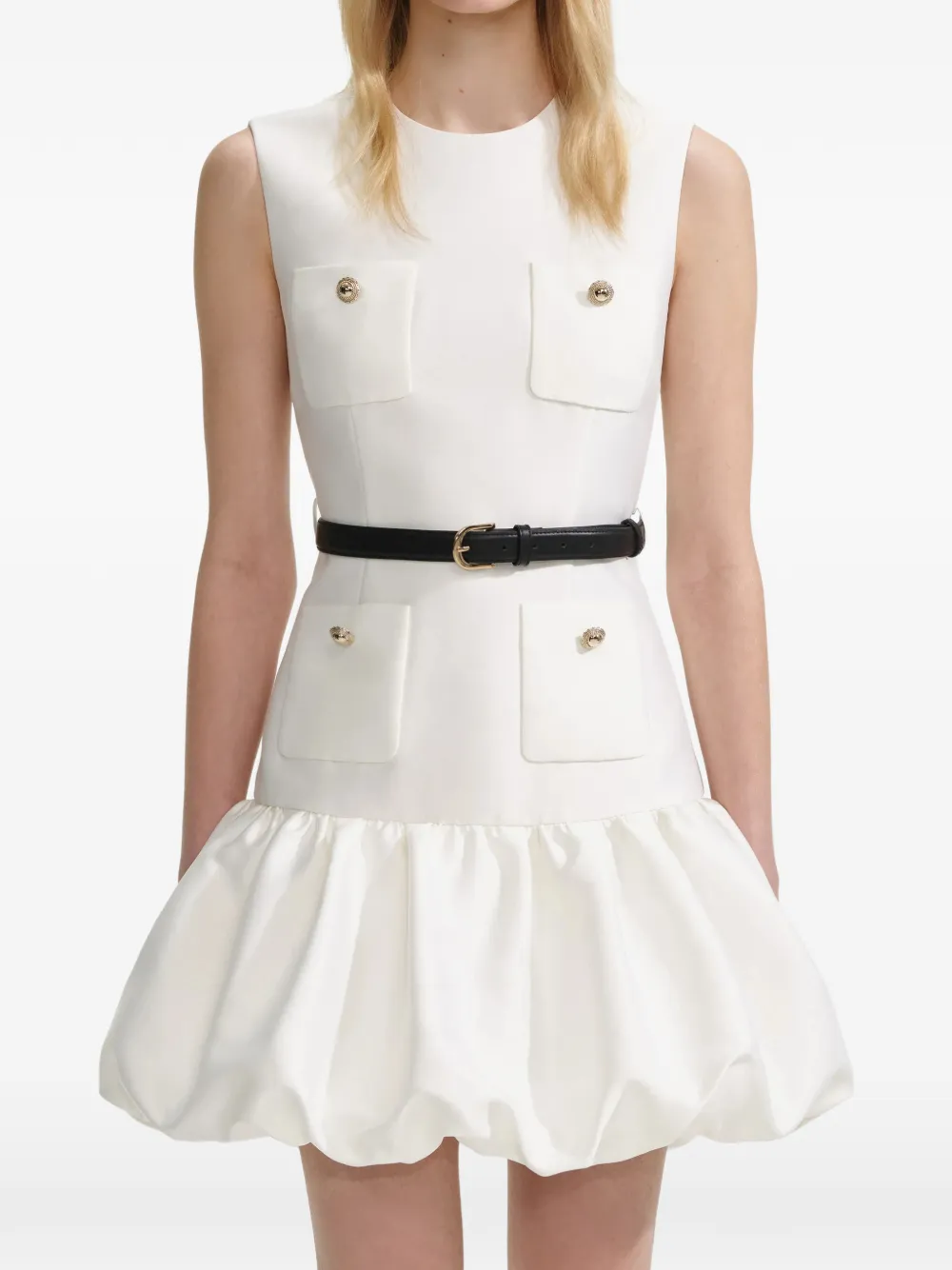 Self-Portrait sleeveless mini dress - Bianco