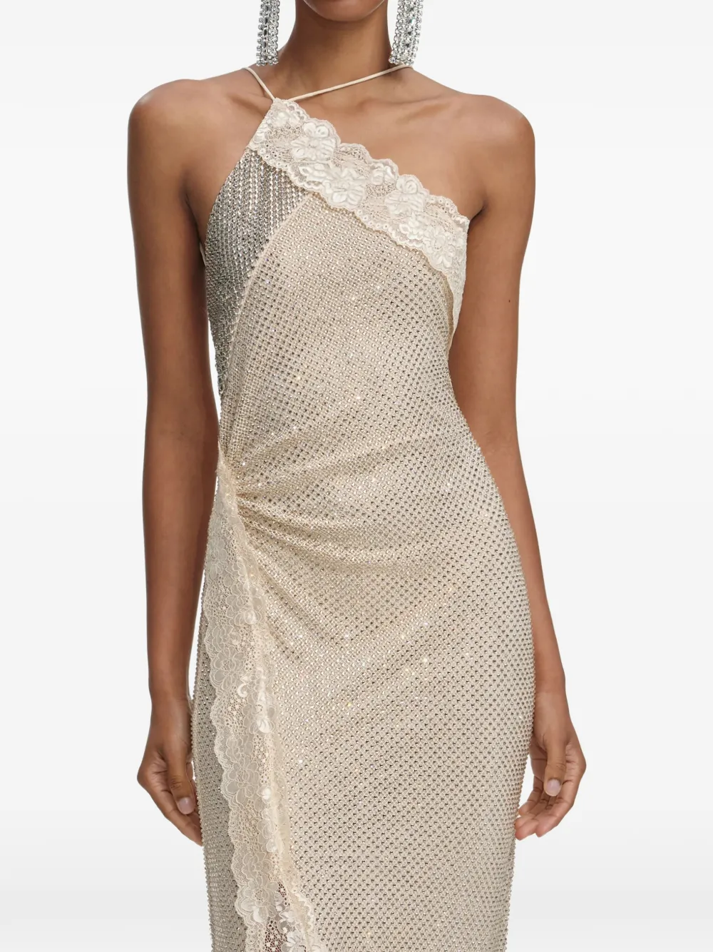 Self-portrait Crystal-lace Maxi Dress In Neutral