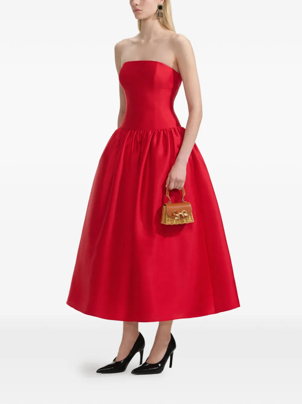 Self-Portrait strapless midi dress - Rood