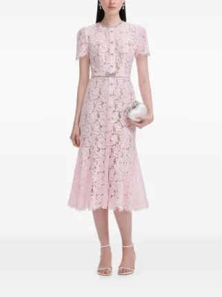chinese dress ladies Pink Lace Embellished Midi Dress – self-portrait-US