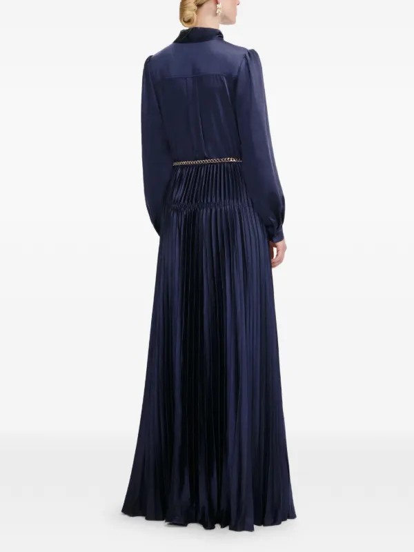 strapless open back dress Black And Gold Chiffon Maxi Dress – self-portrait