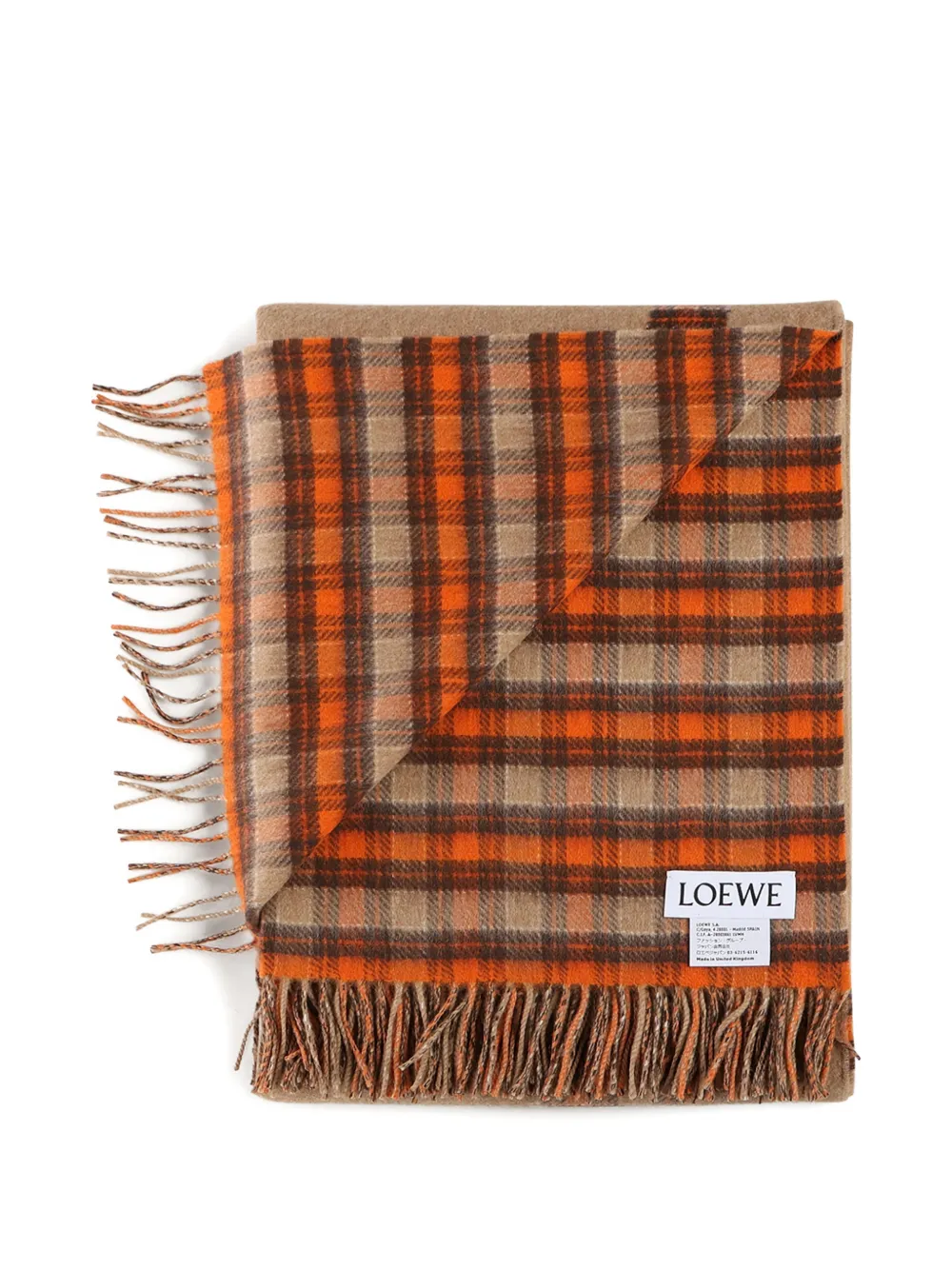LOEWE checked fringed blanket (180cm x 140cm) | Blankets & Throws | Image 2