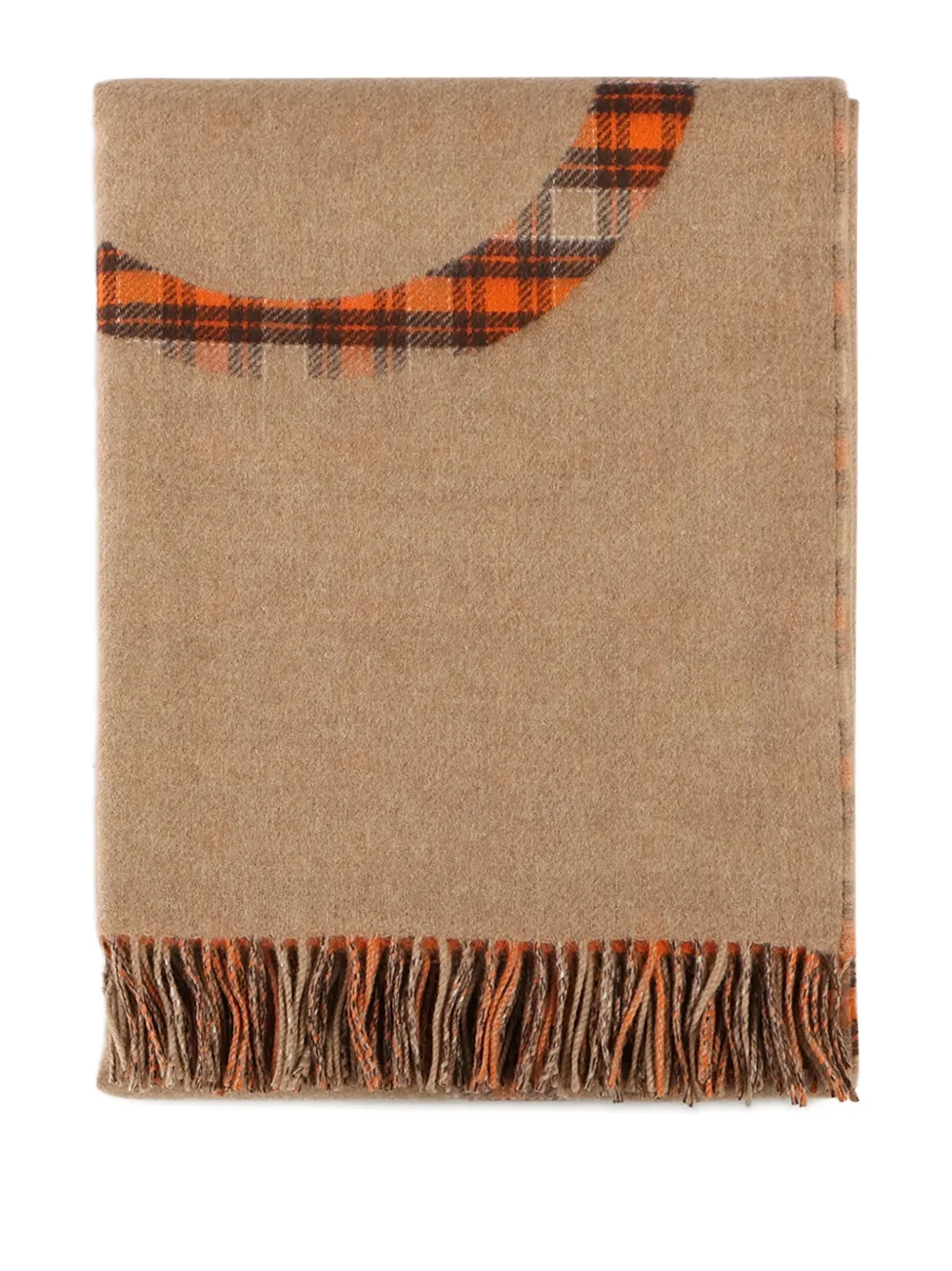 LOEWE checked fringed blanket (180cm x 140cm) | Neutrals | Image 1