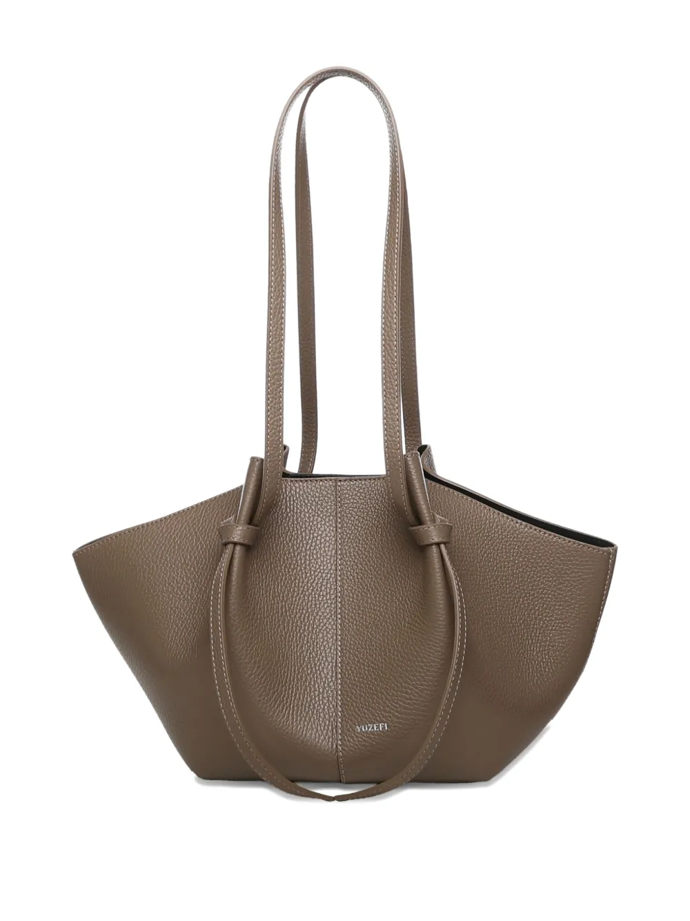 Yuzefi large Mochi pebble-grain knot leather shoulder bag - Marrone