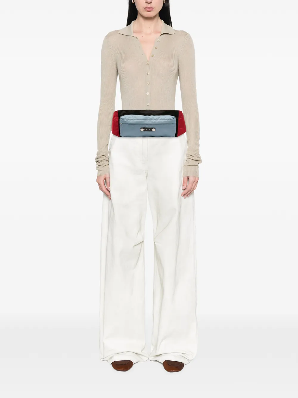 MARNI Pre-owned 2010-2025 Tricolor Nylon Belt Bag In Blue