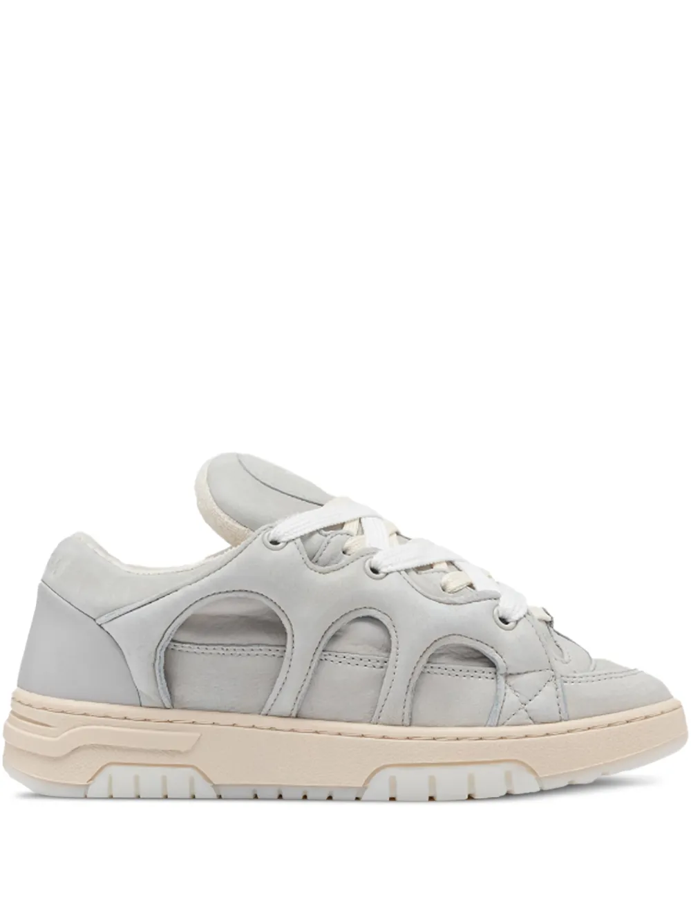 Paura cut-out leather sneakers - Grigio
