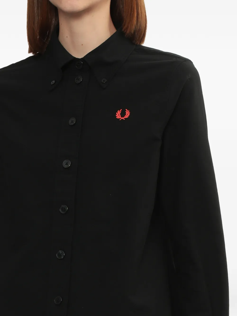 Fred Perry Overhemd met geborduurd logo Zwart