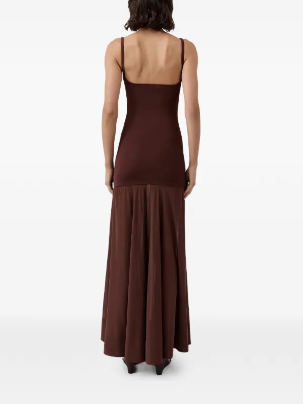 st agni brown dress St. Agni Silk Twill Relaxed Slip Dress