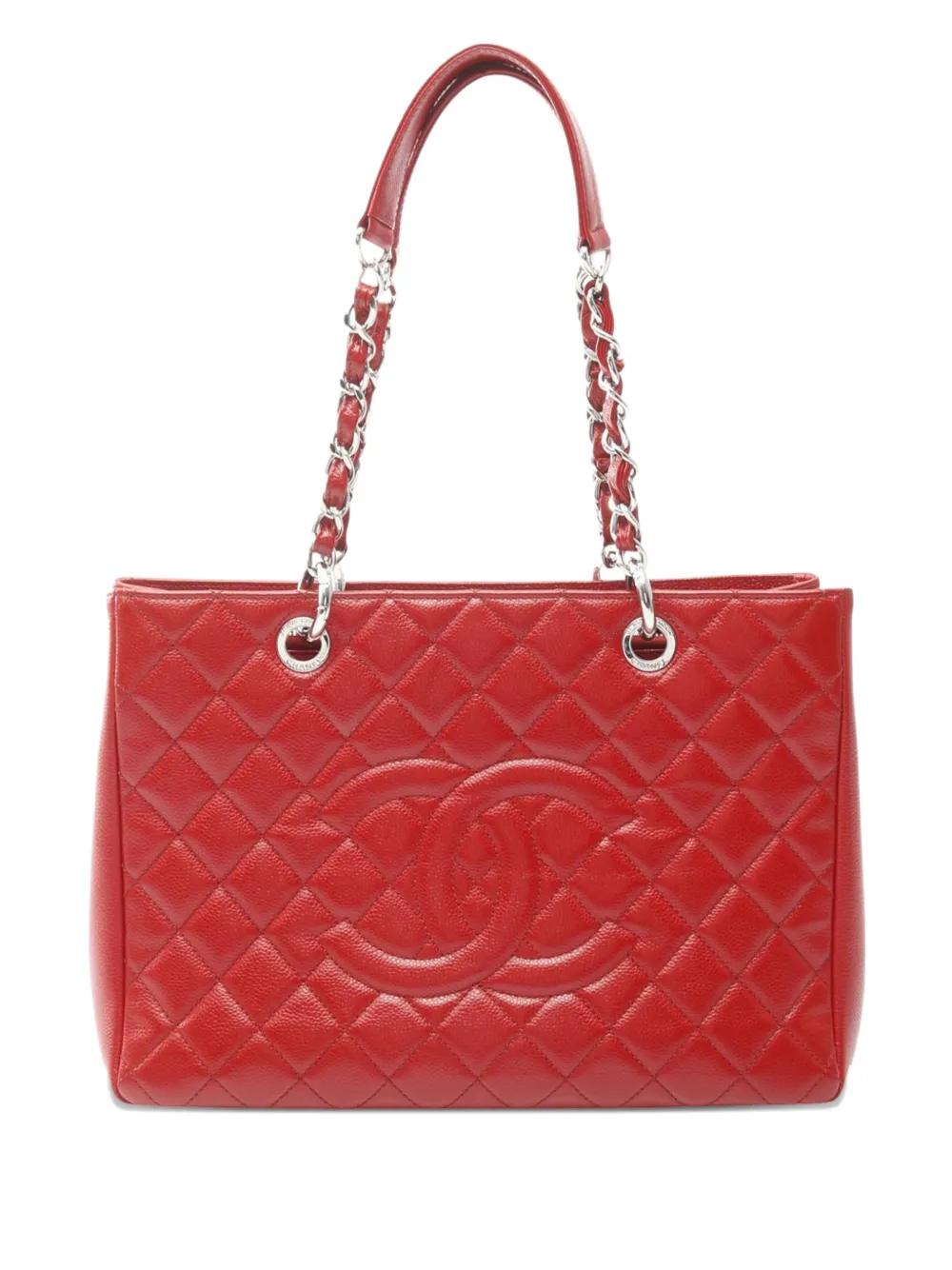 CHANEL Pre-Owned 2012-2013 Caviar Grand Shopping tote bag - Rosso