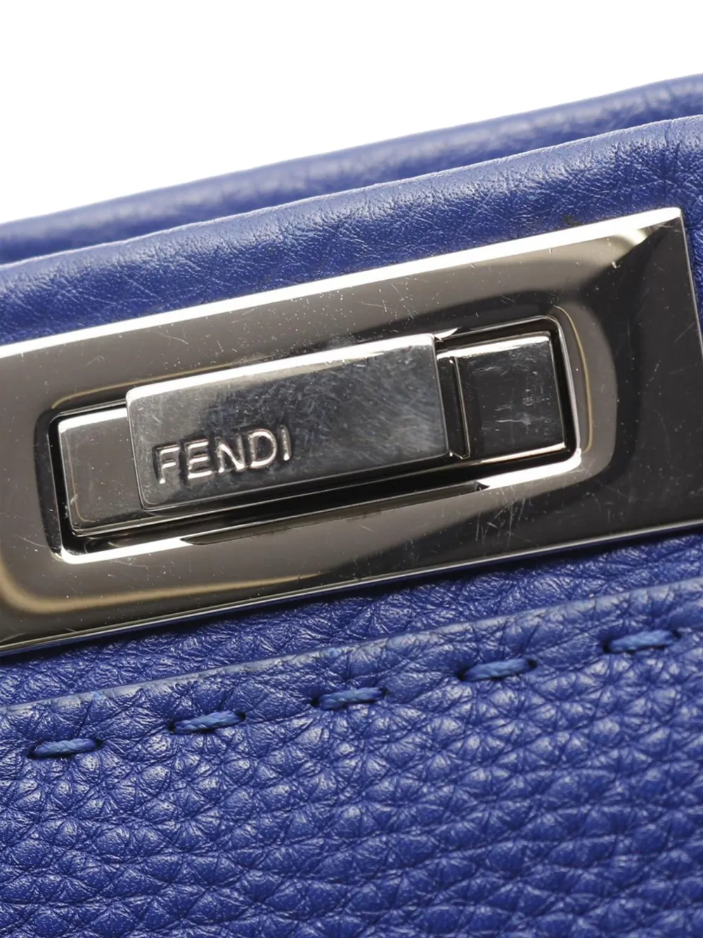 FENDI Pre-owned 2010-2025 Medium Leather Peekaboo Iconic Satchel In Blue