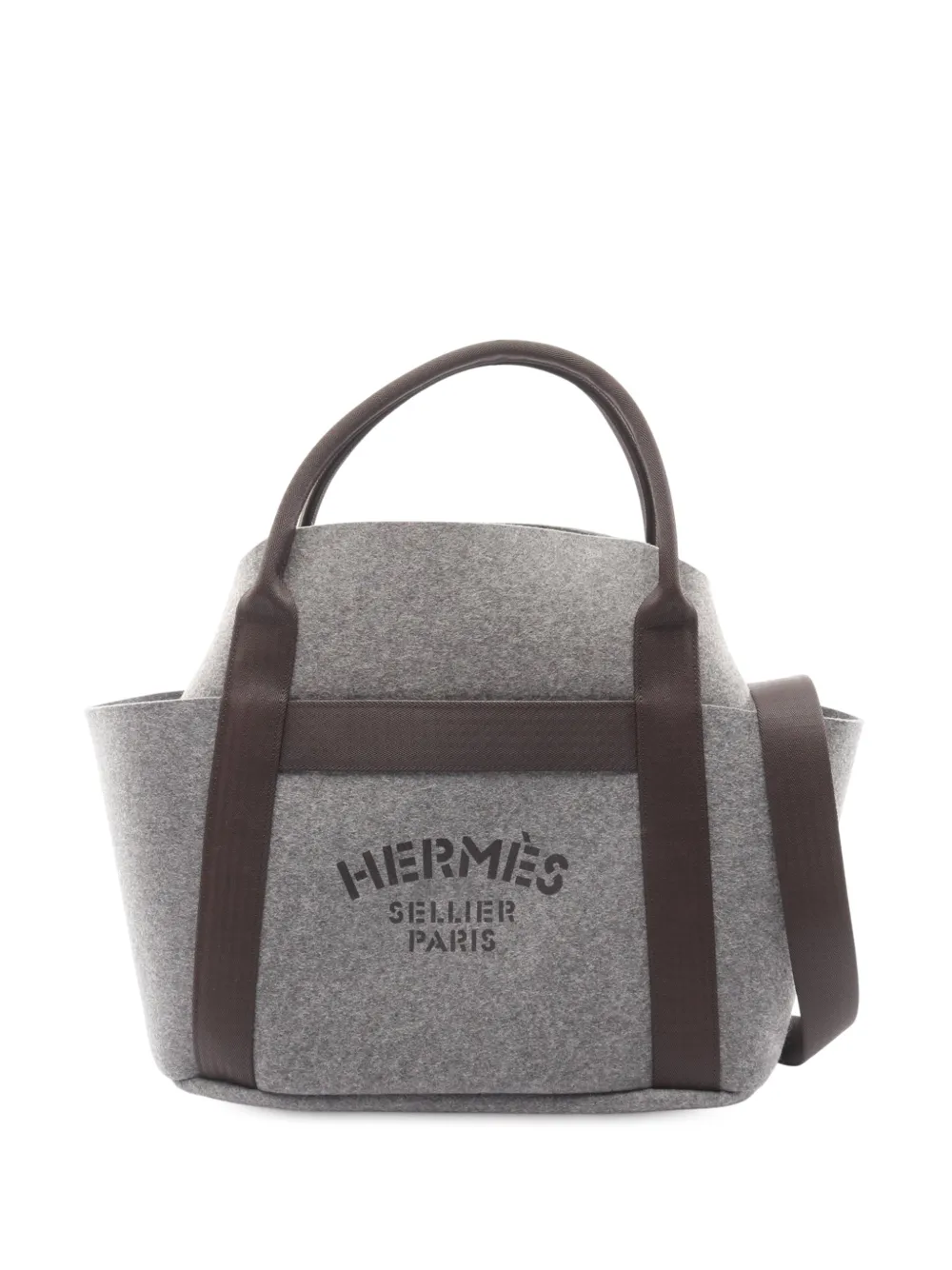 HERMES Pre-owned 2022 Feutre Sac De Pansage Groom Bag Satchel In Gray