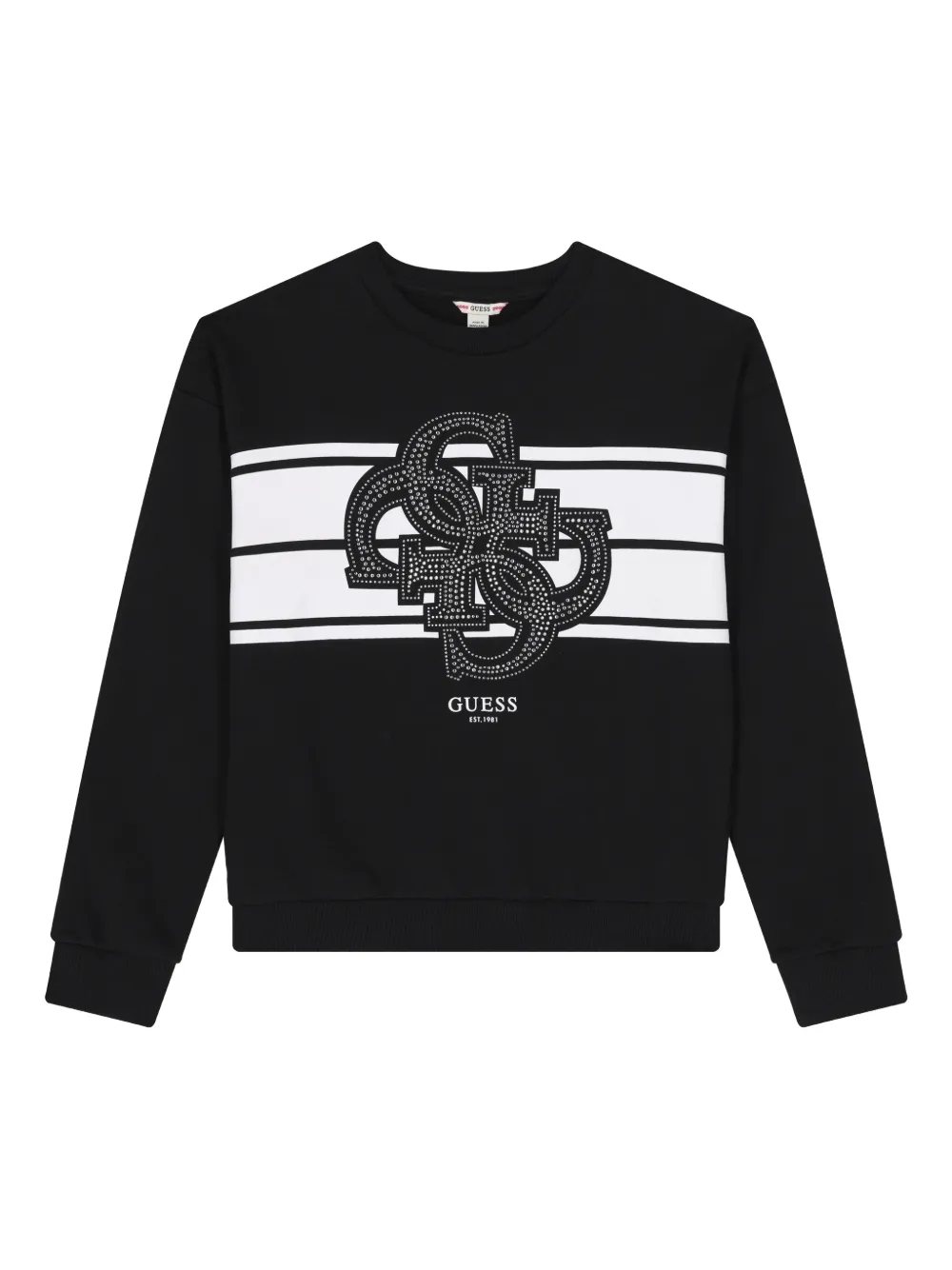 guess kids logo striped sweatshirt - Black
