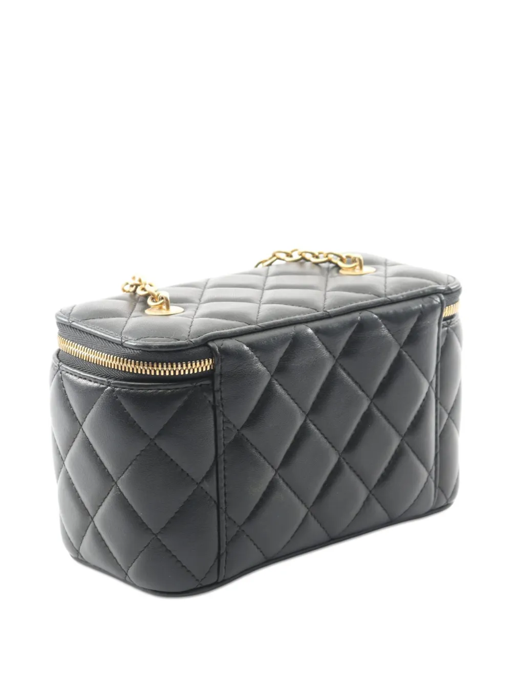 CHANEL Pre-owned 2021-2025 Small Lambskin Vanity Case With Chain Satchel In Black