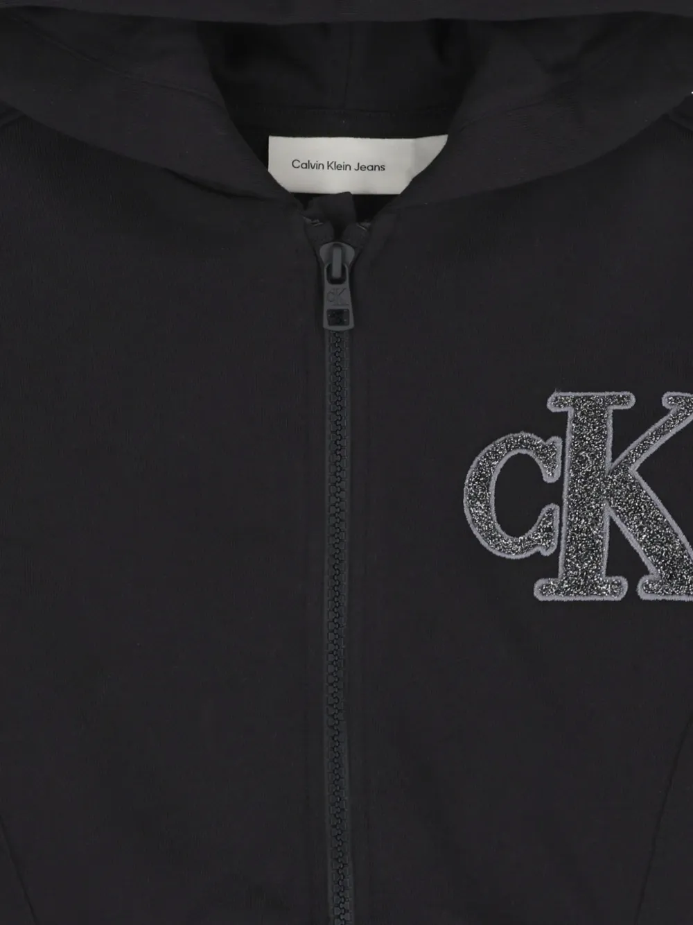 Calvin Klein Kids Hoodie met capuchon rits en logo Zwart