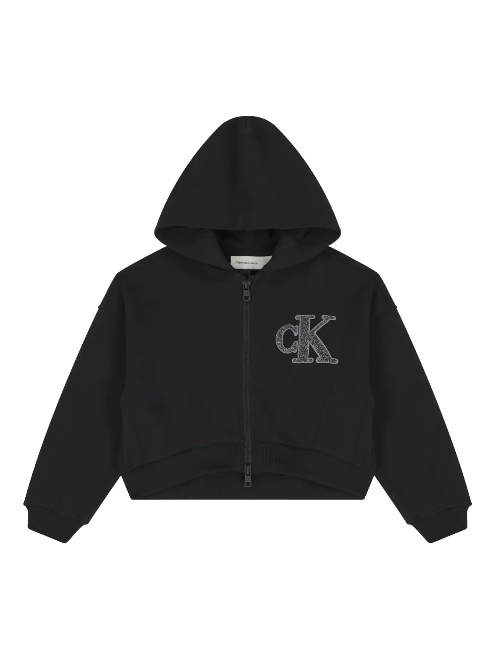 Calvin Klein Kids Hoodie met capuchon rits en logo Zwart