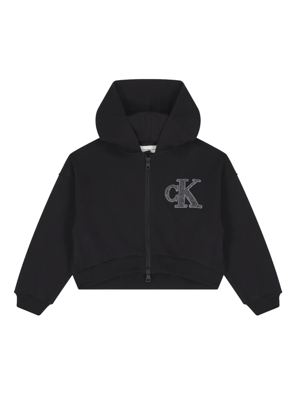 Calvin Klein Kids logo hooded zip-up hoodie - Black
