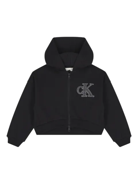 Calvin Klein Kids logo hooded zip-up hoodie