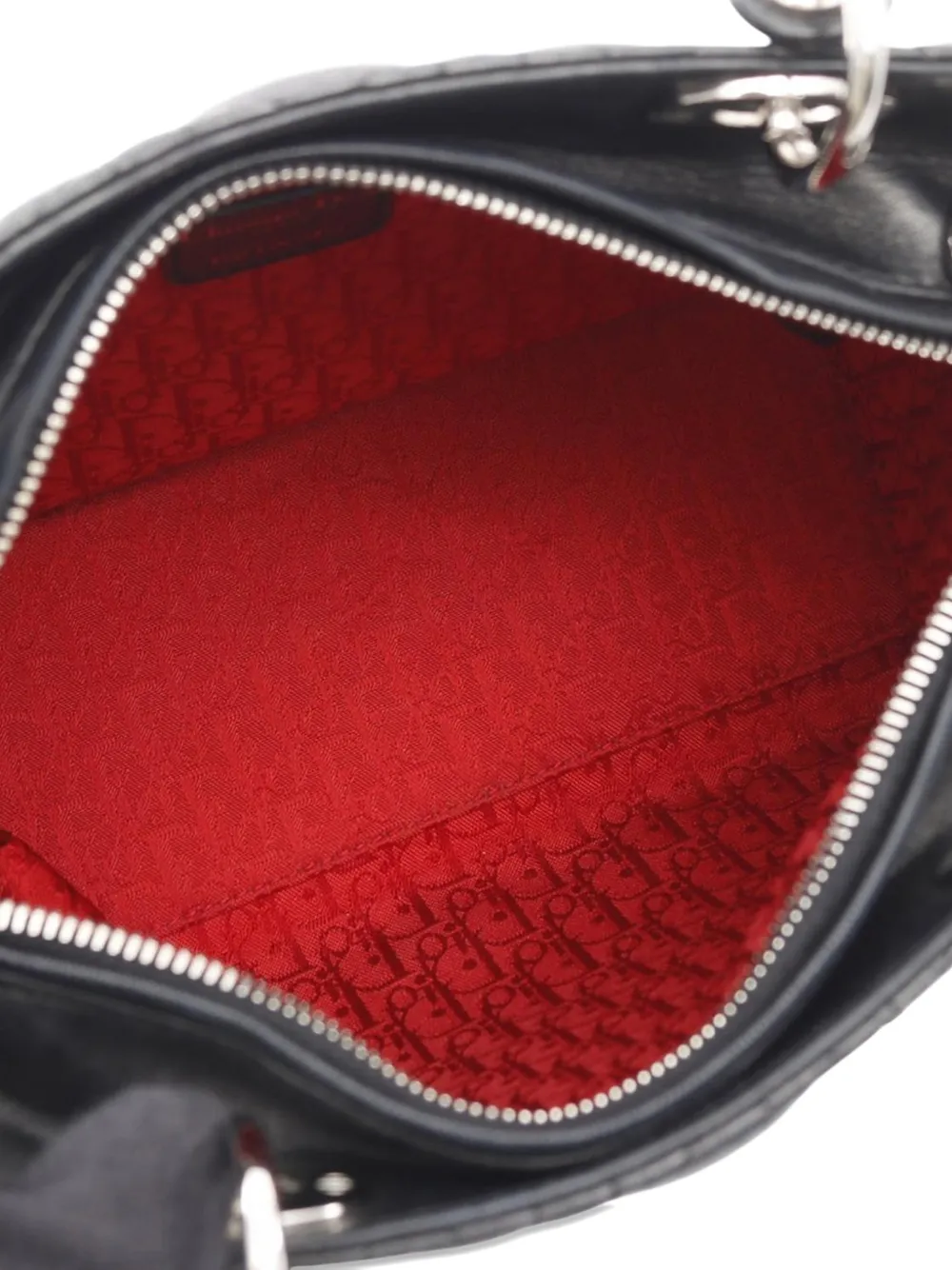 DIOR Pre-owned 2010-2025 Small Lambskin Cannage Lady Satchel In Black