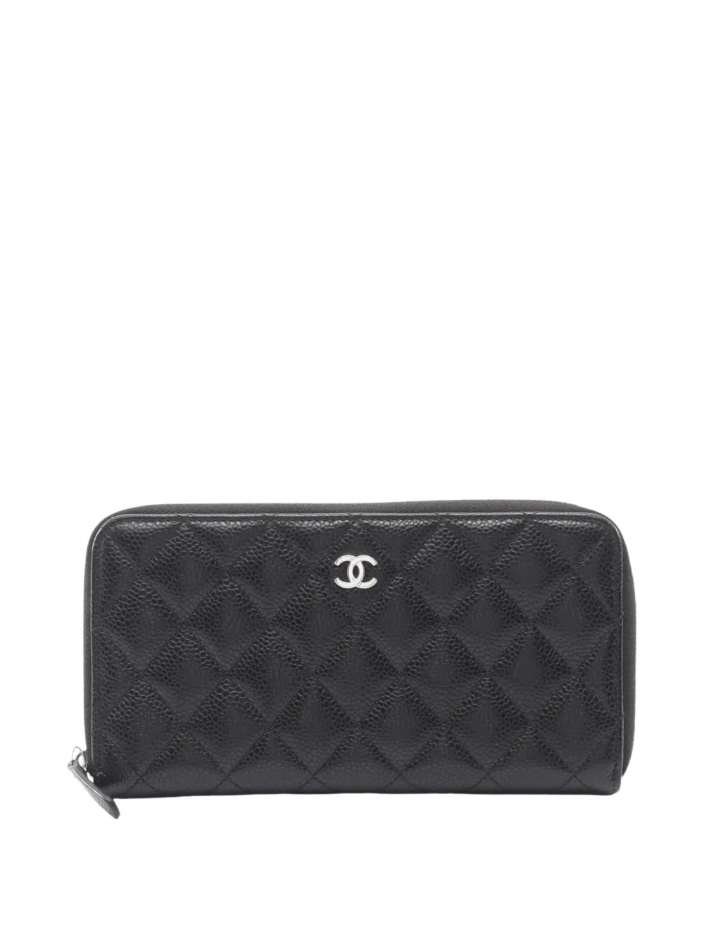 CHANEL Pre-Owned 2021-2025 CC Quilted Caviar Zippy Wallet long wallets | Black | Image 1